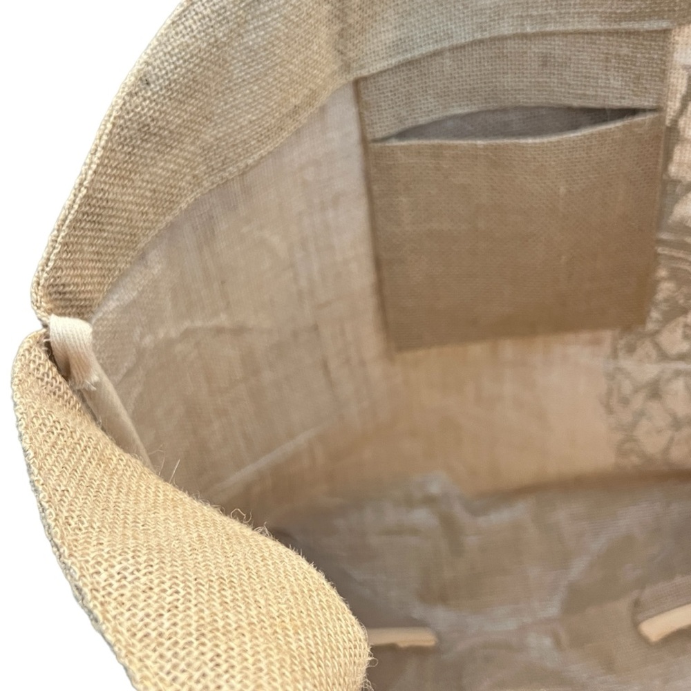 Tote Golden Pineapple Burlap Bag Large lined beach and city coastal summer - Picture 6 of 13